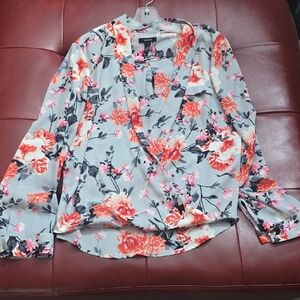 Alfani Floral Blouse - Gray and Orange